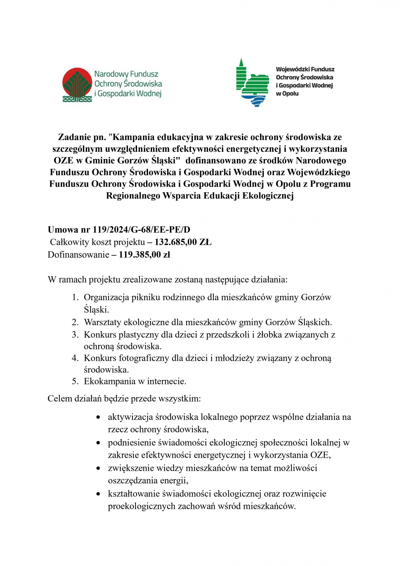 Zdjęcie do artykułu: "Kampania edukacyjna w zakresie ochrony środowiska ze szczególnym uwzględnieniem efektywności energetycznej i wykorzystania OZE w Gminie Gorzów Śląski" 