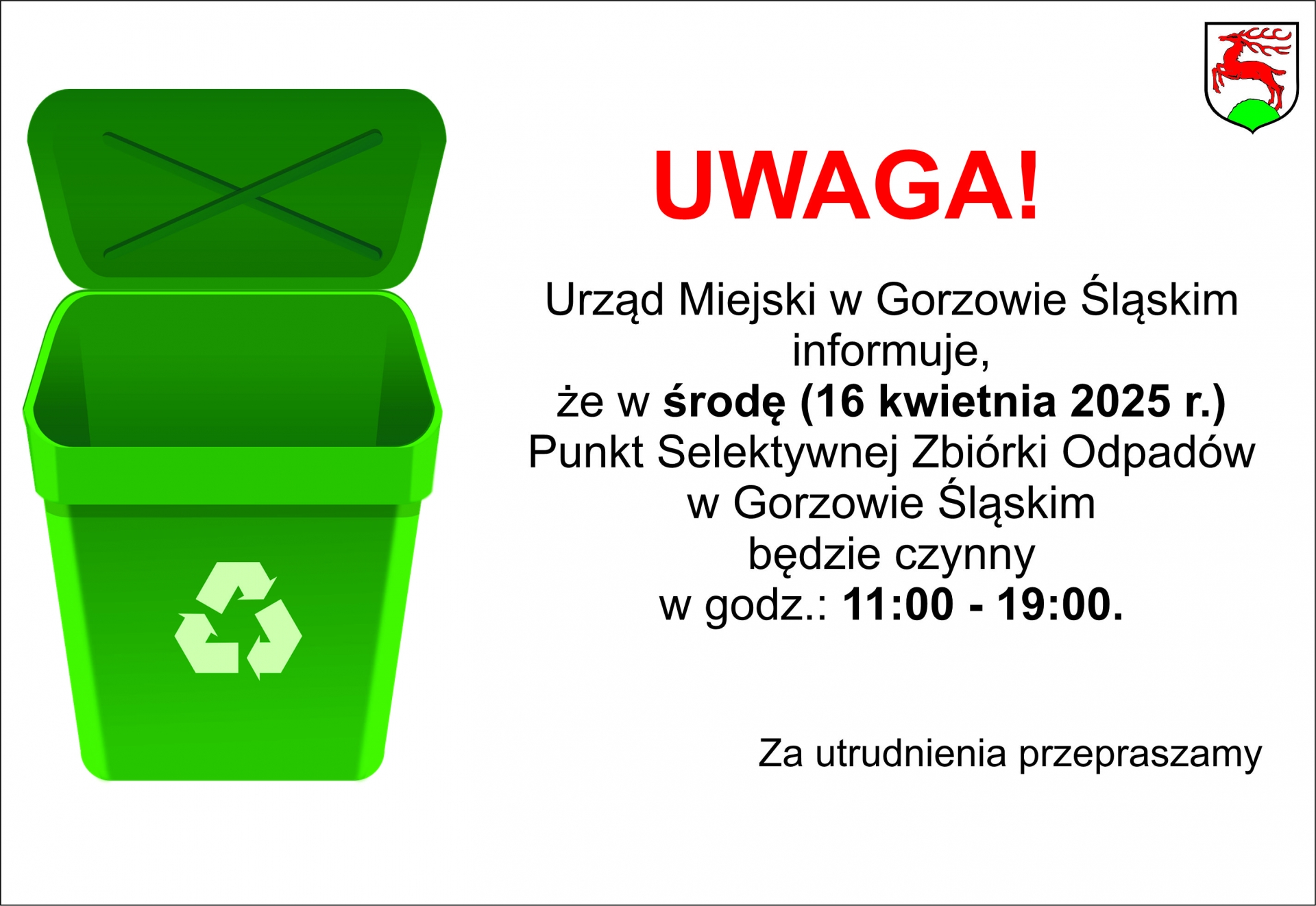 Zdjęcie do artykułu: Informacja w sprawie PSZOK-u