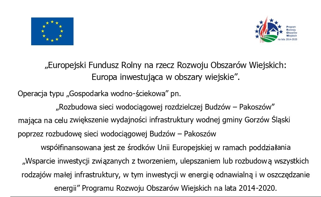 Zdjęcie do artykułu: Rozbudowa sieci wodociągowej rozdzielczej Budzów – Pakoszów