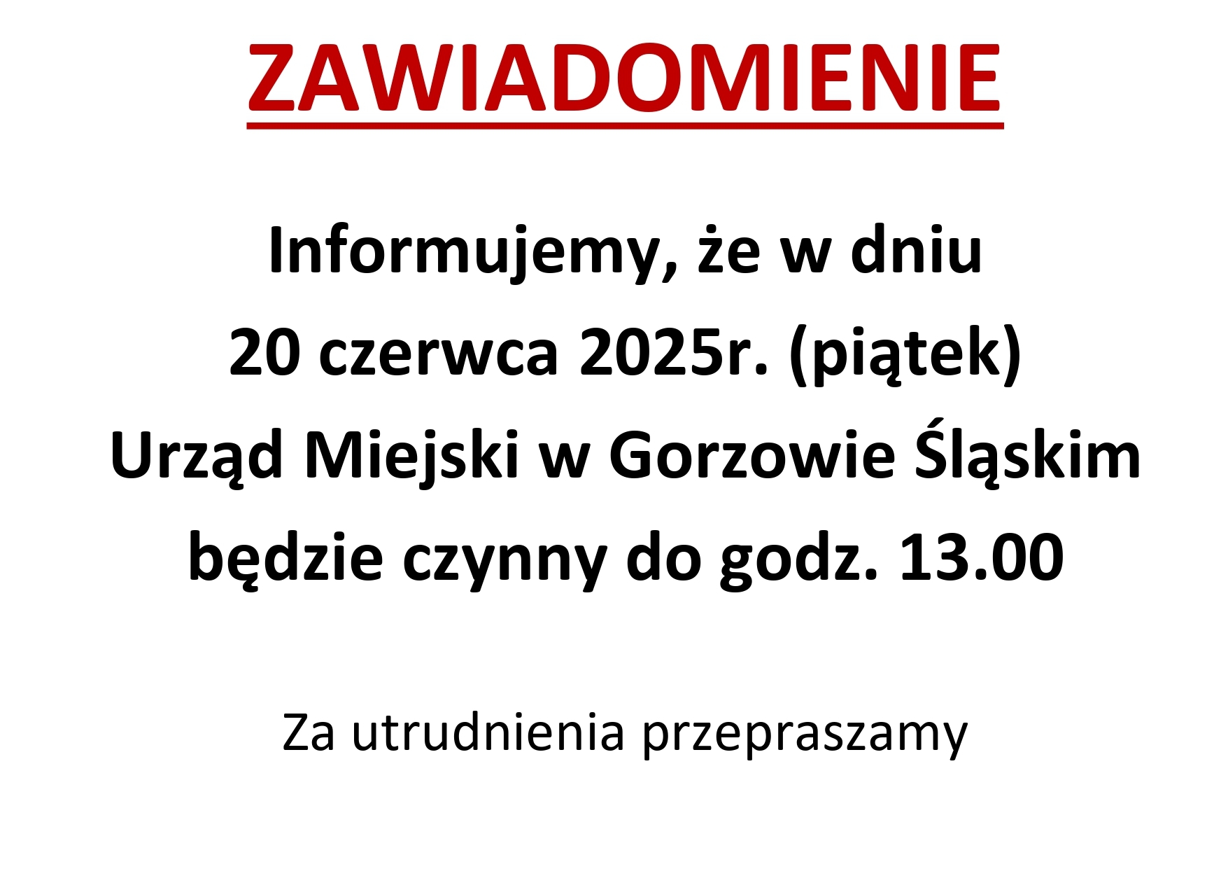 Zdjęcie do artykułu: Ważna informacja! 