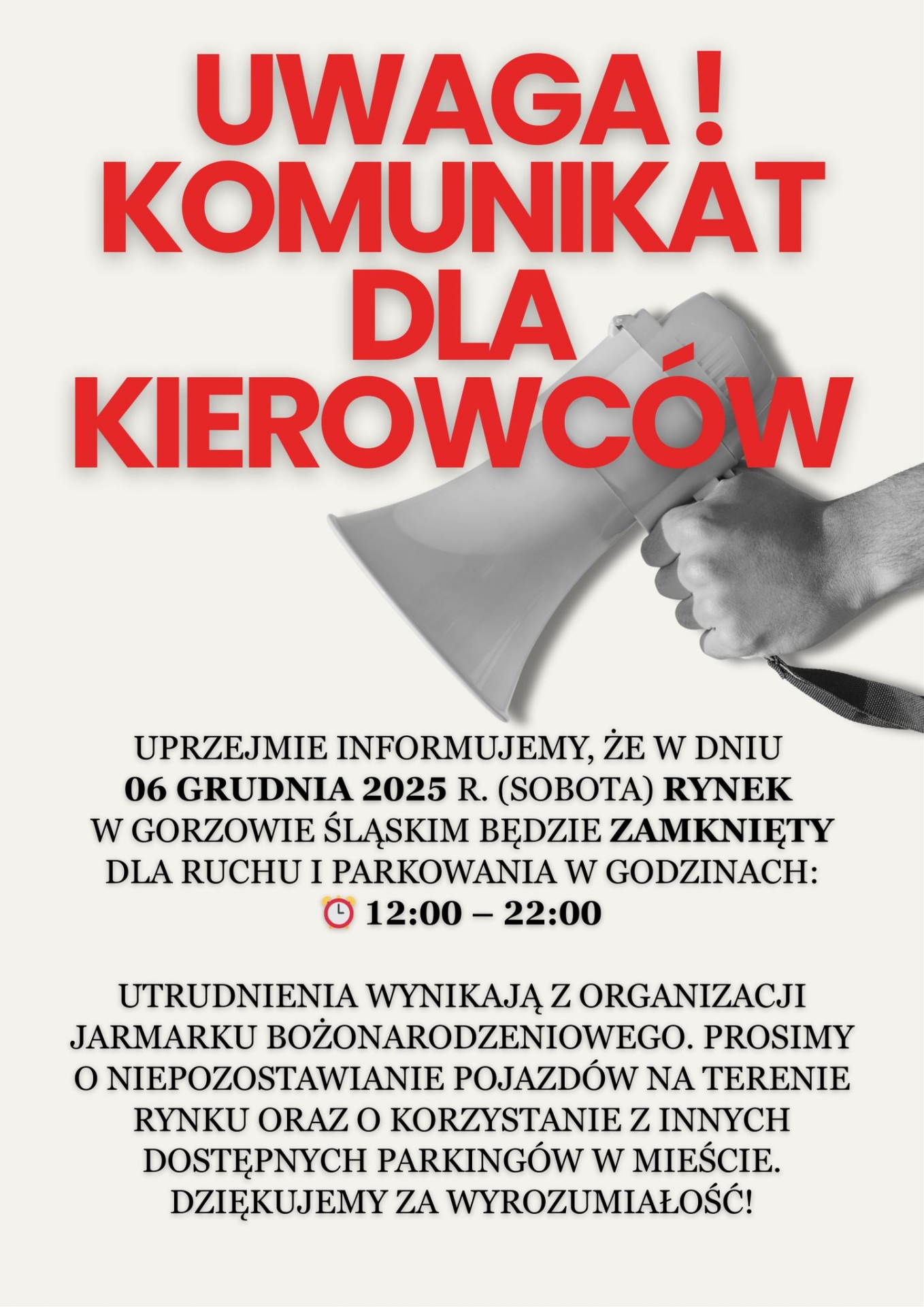 Zdjęcie do artykułu: Uwaga - 6 grudnia Rynek zamknięty! 