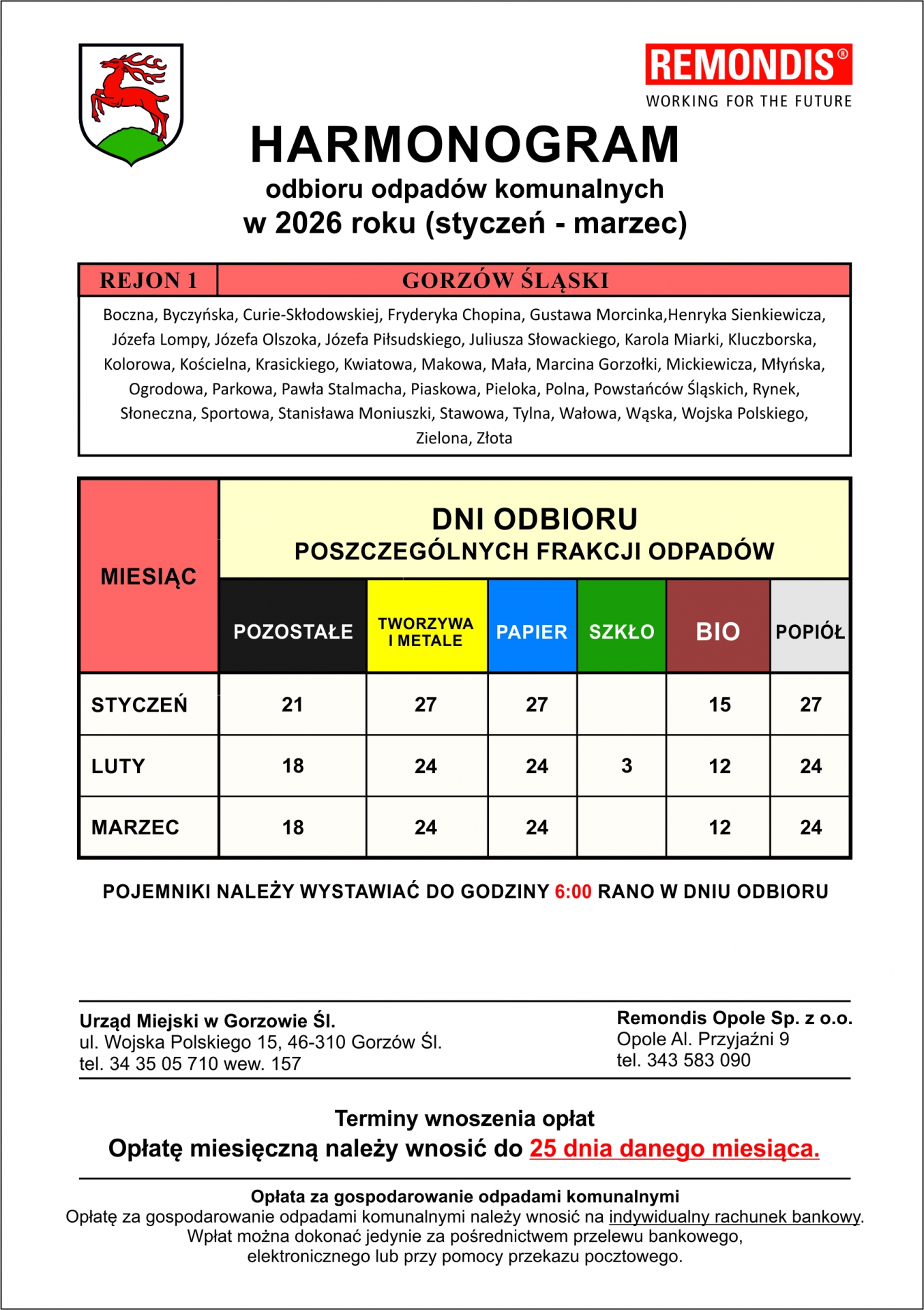 Zdjęcie do artykułu: Harmonogramy odbioru odpadów komunalnych (styczeń-marzec 2026) 