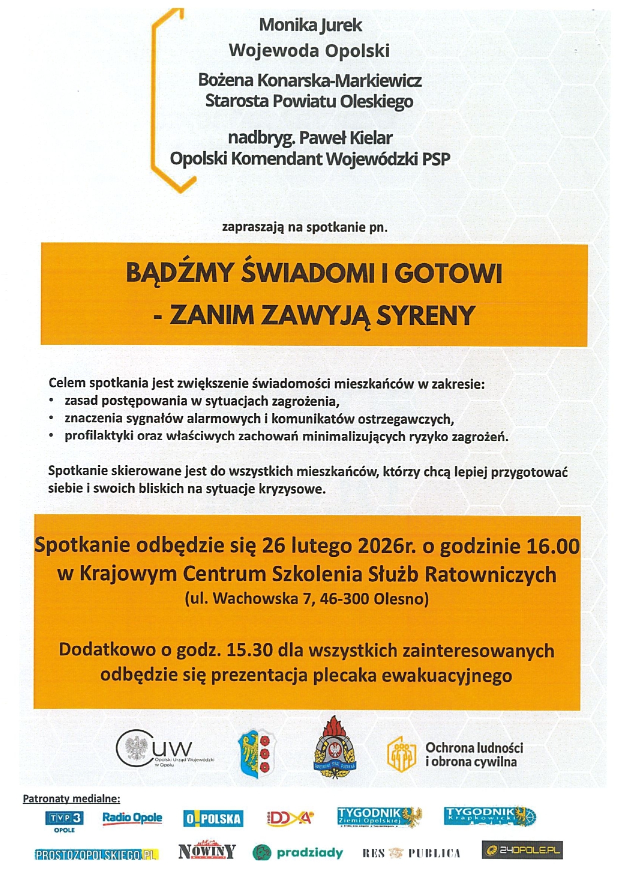 Zdjęcie do artykułu: Zaproszenie na spotkanie "Bądźmy świadomi i gotowi - zanim zawyją syreny" 