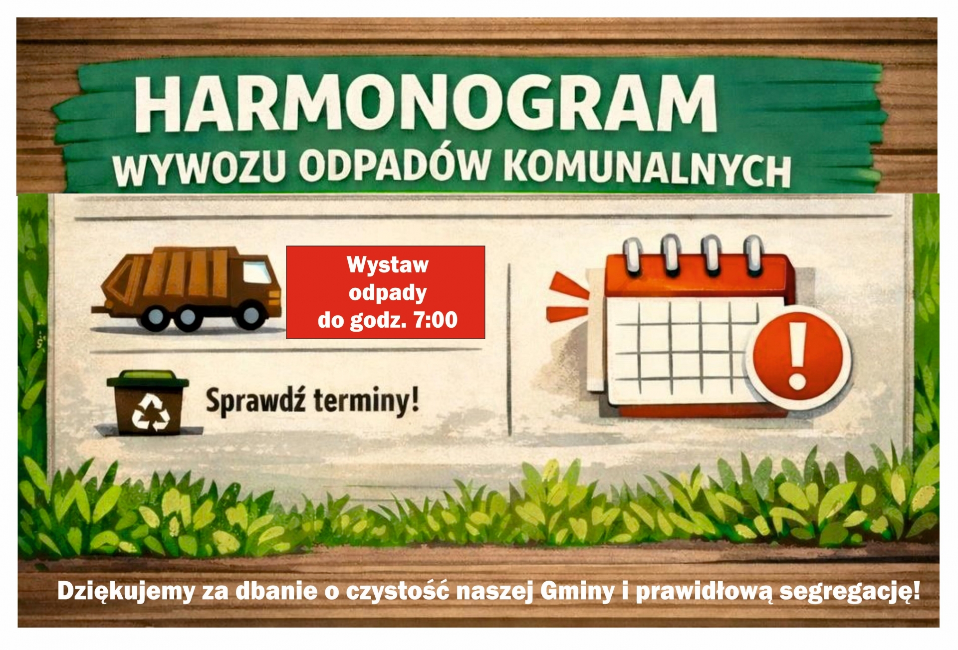 Zdjęcie do artykułu: Harmonogram wywozu odpadów komunalnych