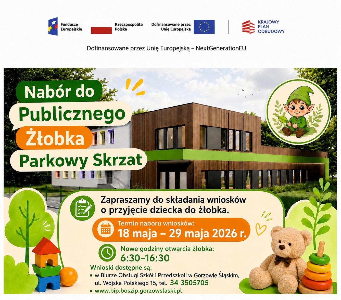 Zdjęcie do artykułu: Nabór do Publicznego Żłobka Parkowy Skrzat